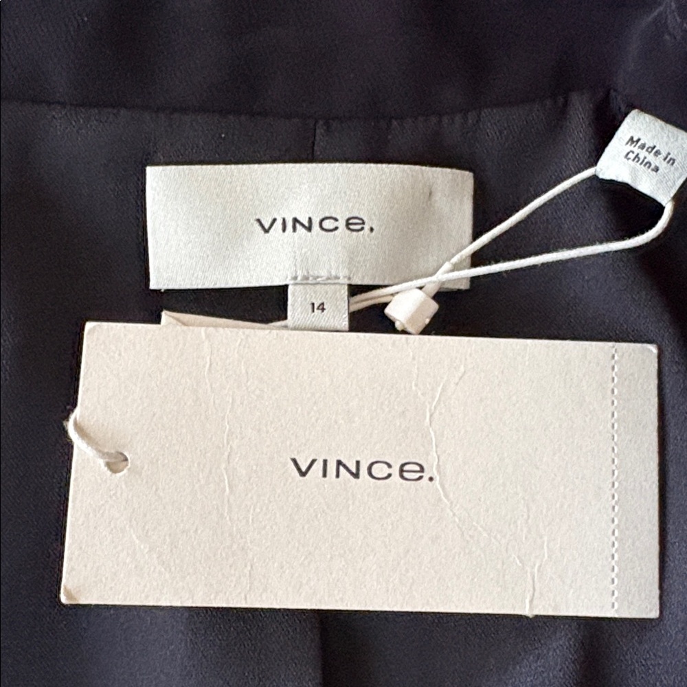 VINCE Concealed Closure Notch Lapel Blazer Black Size 14 NWT - Picture 10 of 14